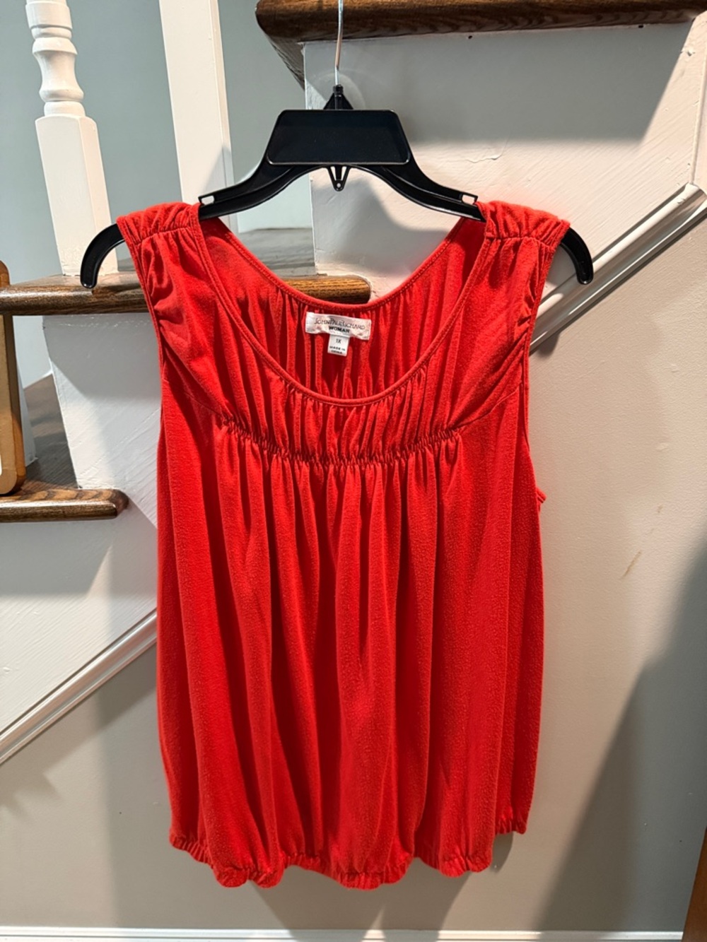 JohnPaulRichard Red Sleeveless Gathered Tank Top